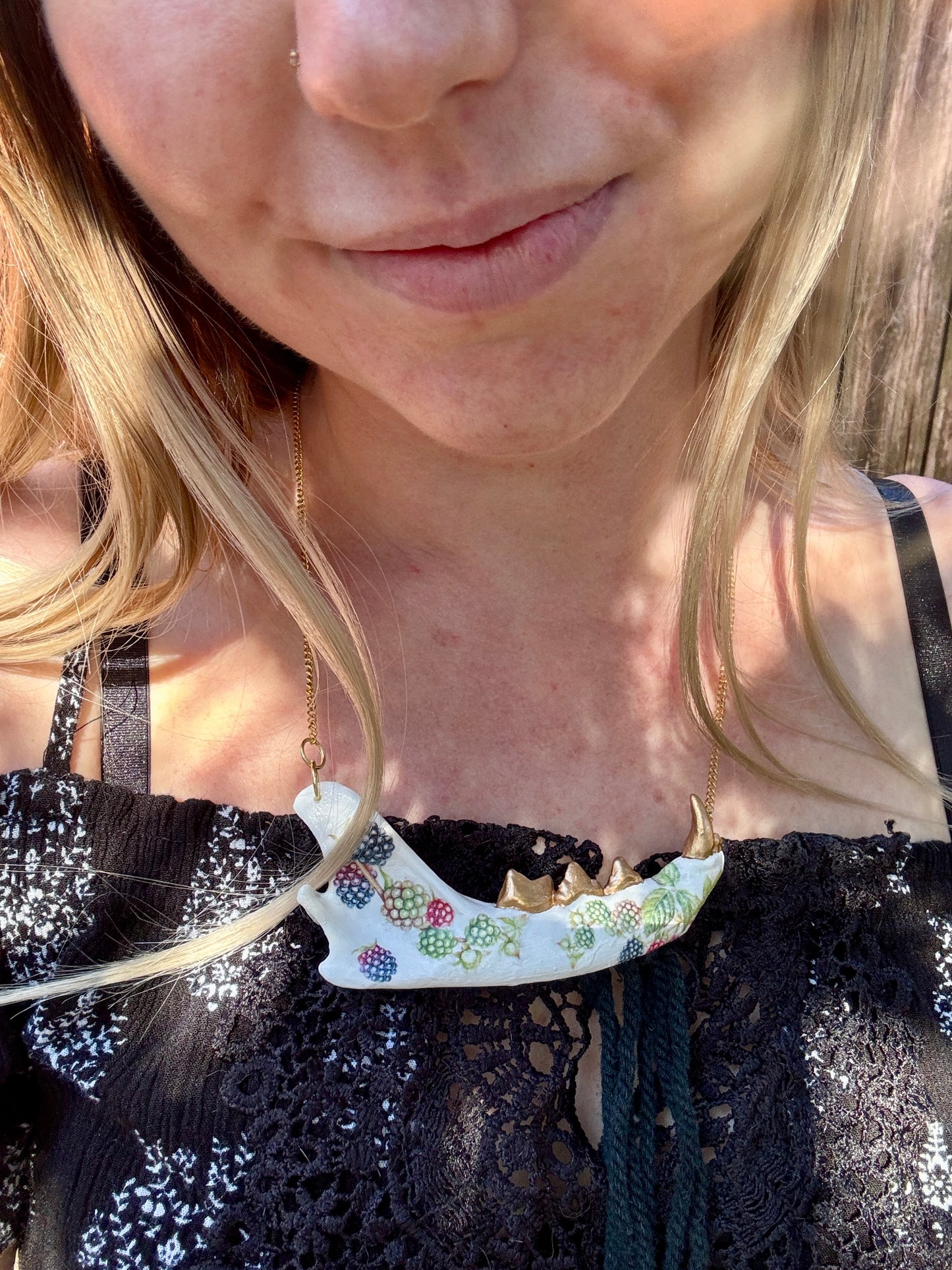 Raspberry Jawbone Necklace