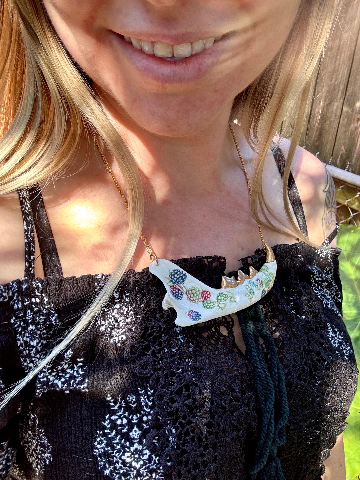 Raspberry Jawbone Necklace