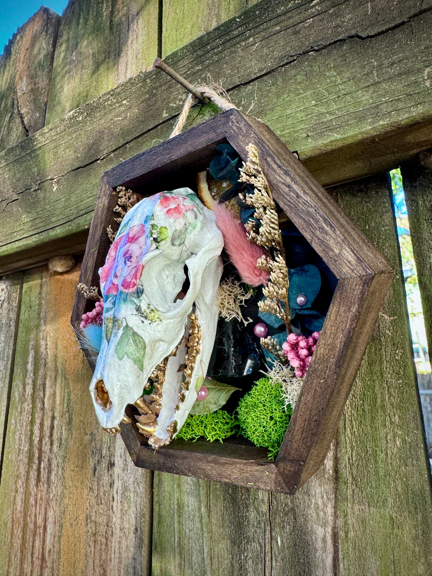 Floral Fox Skull in small frame