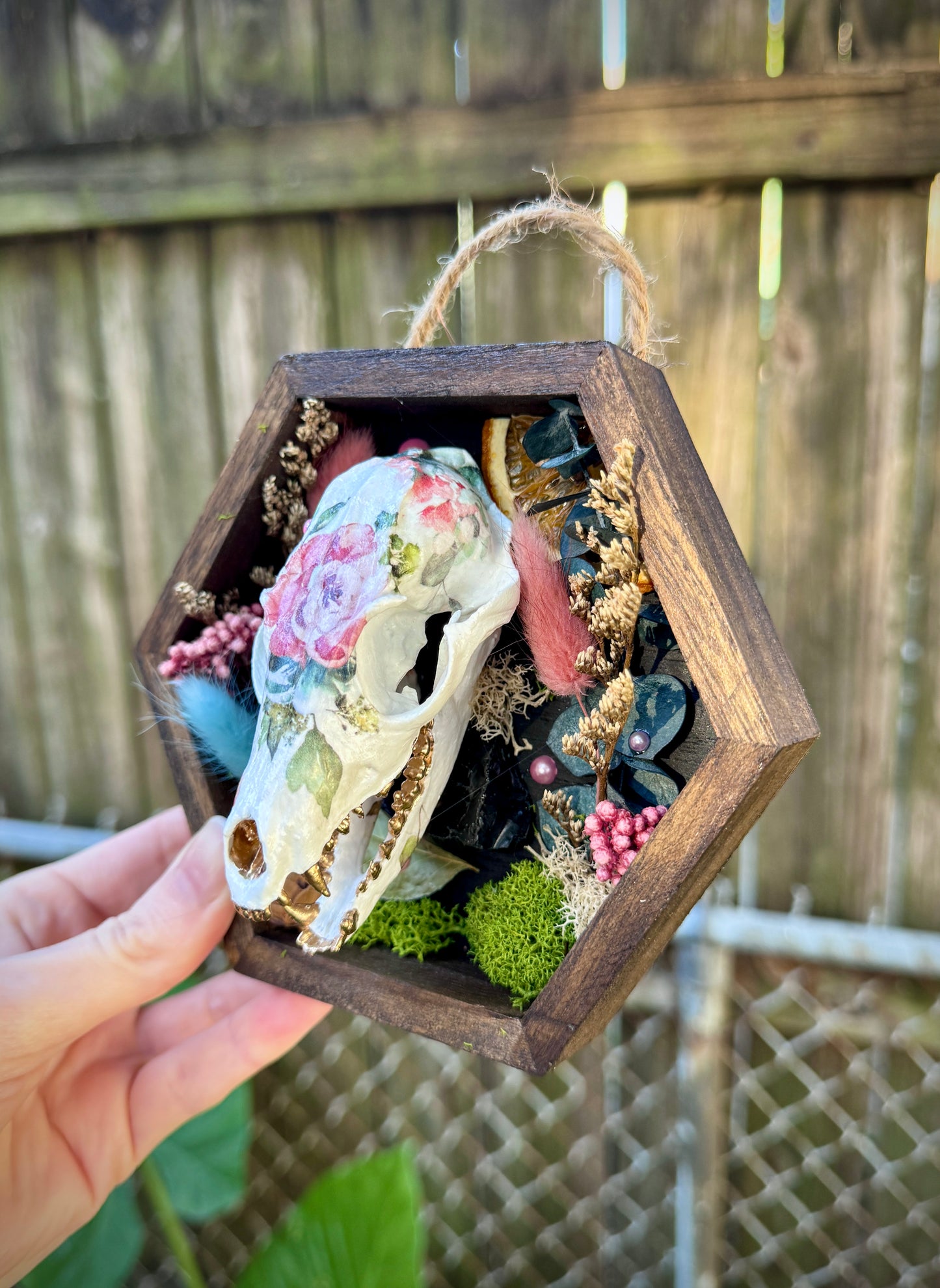 Floral Fox Skull in small frame