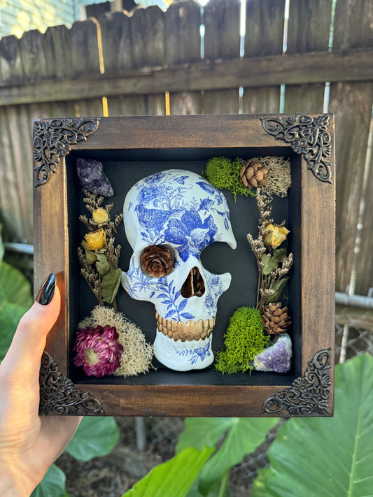 Skull with Blue Illustrative pattern