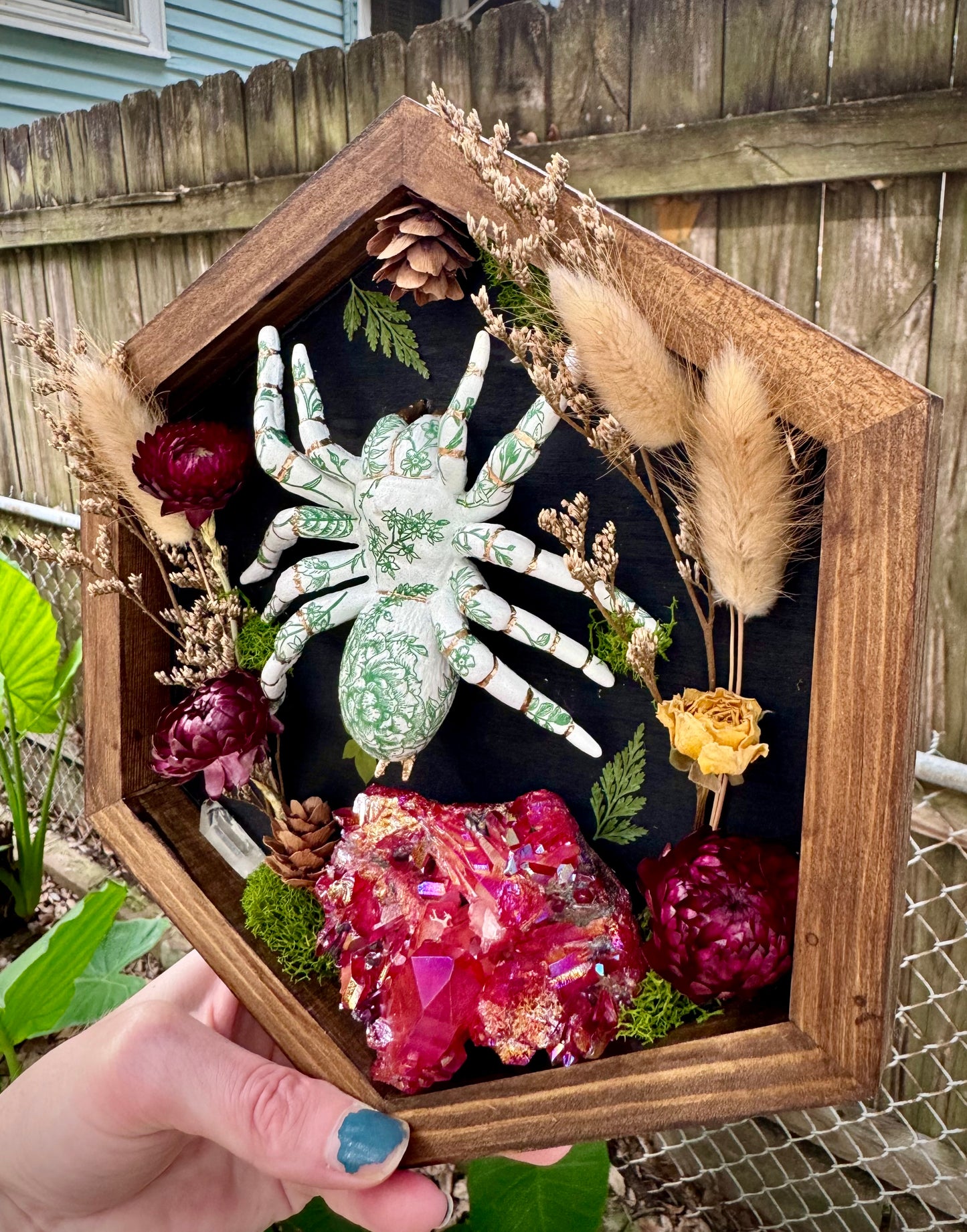 Green Illustration Tarantula in Medium Frame