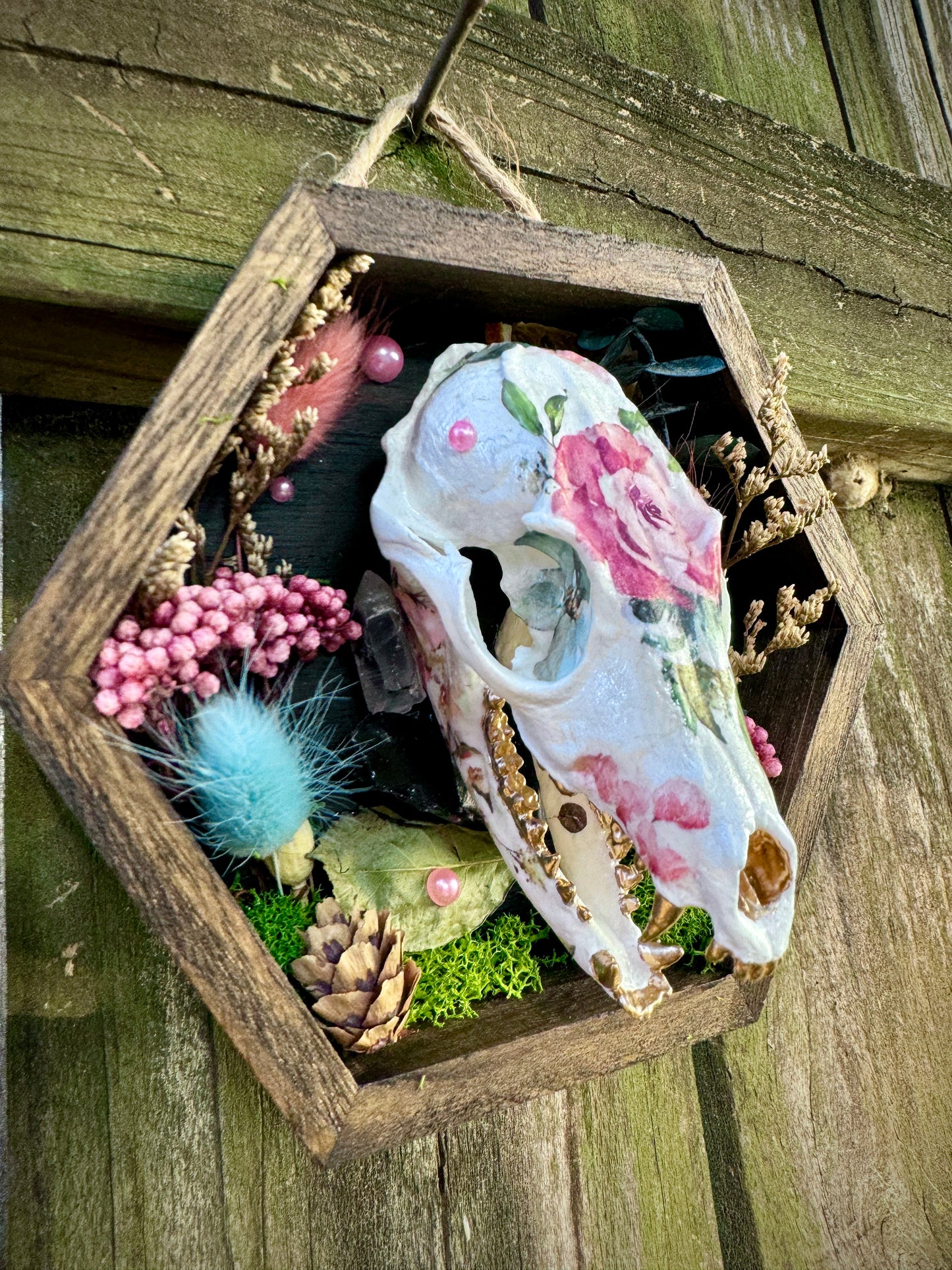 Floral Fox Skull in small frame