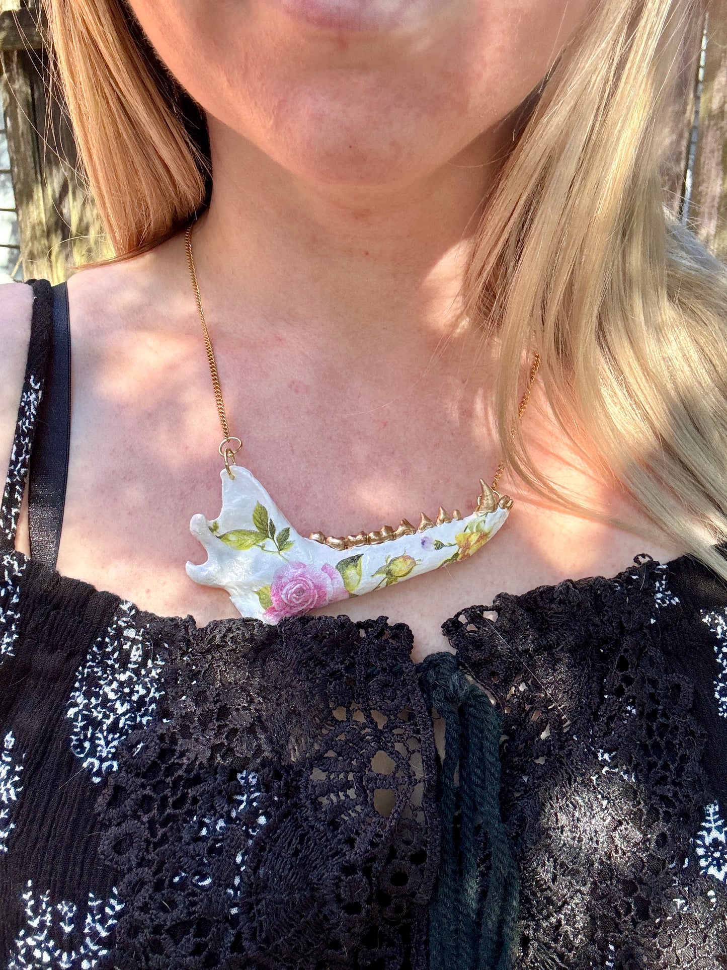 Spring Floral Jawbone Necklace