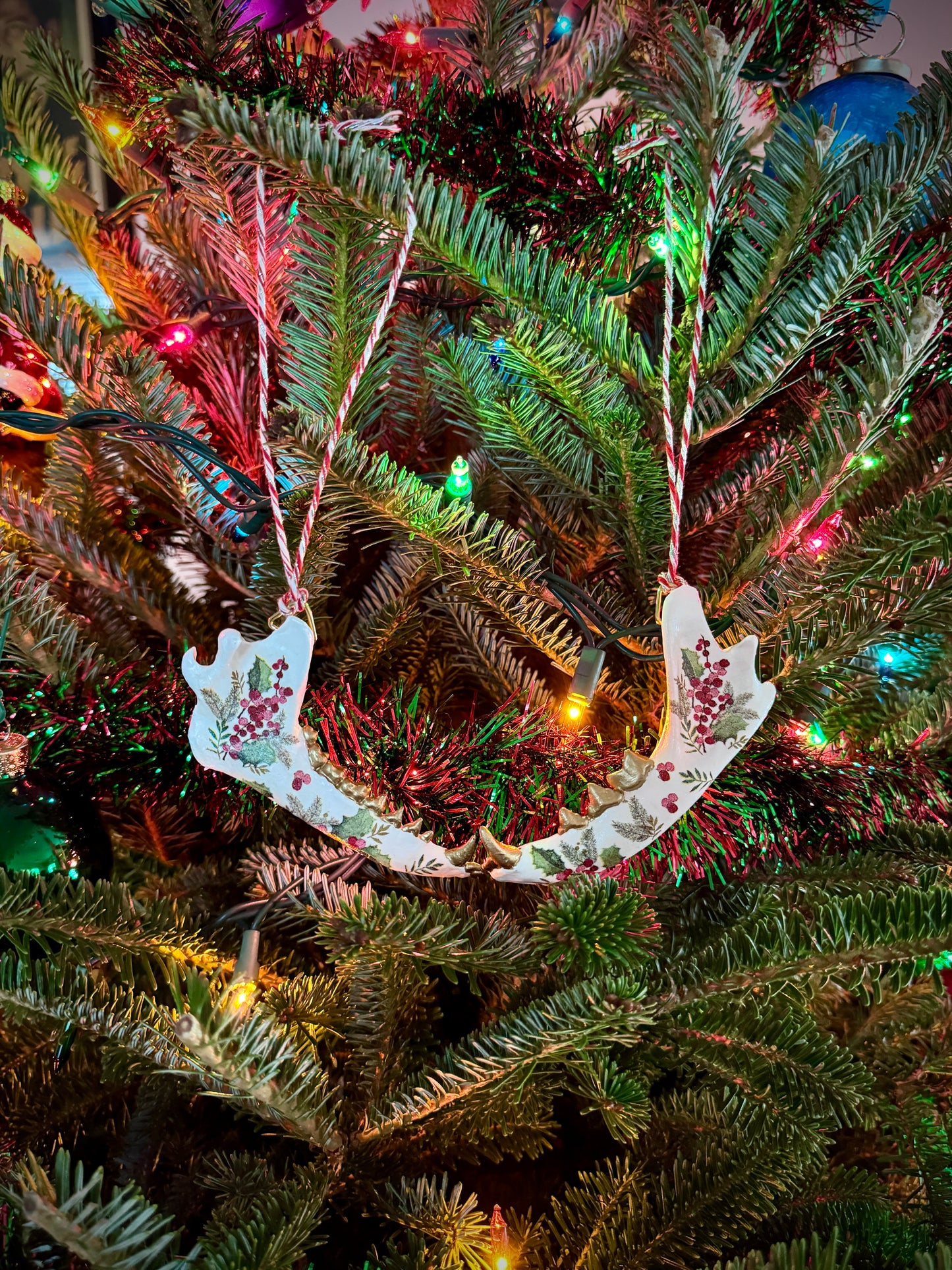 Faux Fox Jaw Bone Ornament