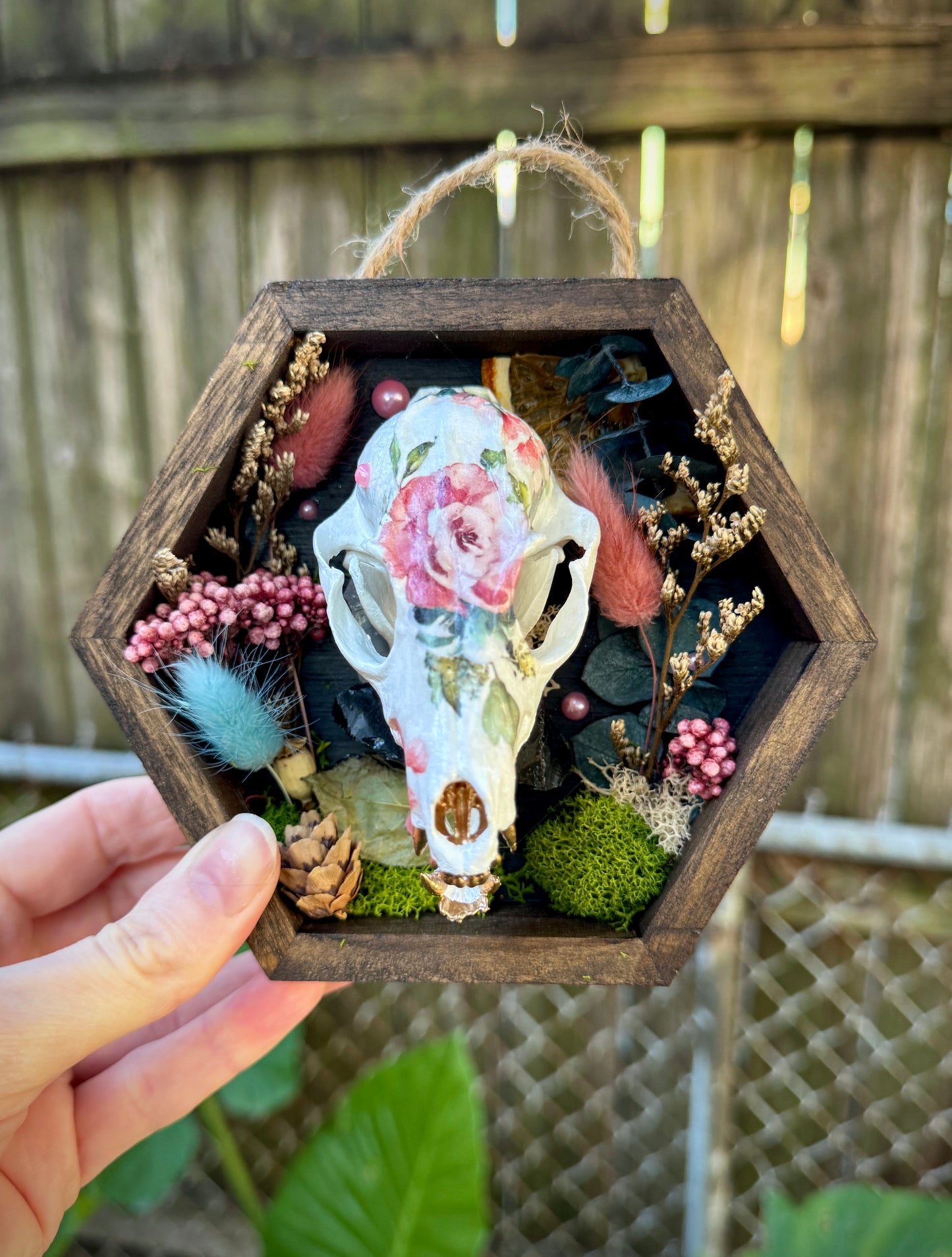Floral Fox Skull in small frame