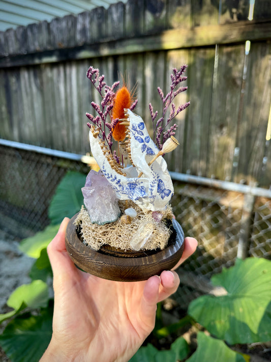 Mini Faux Fox Skull in Cloche