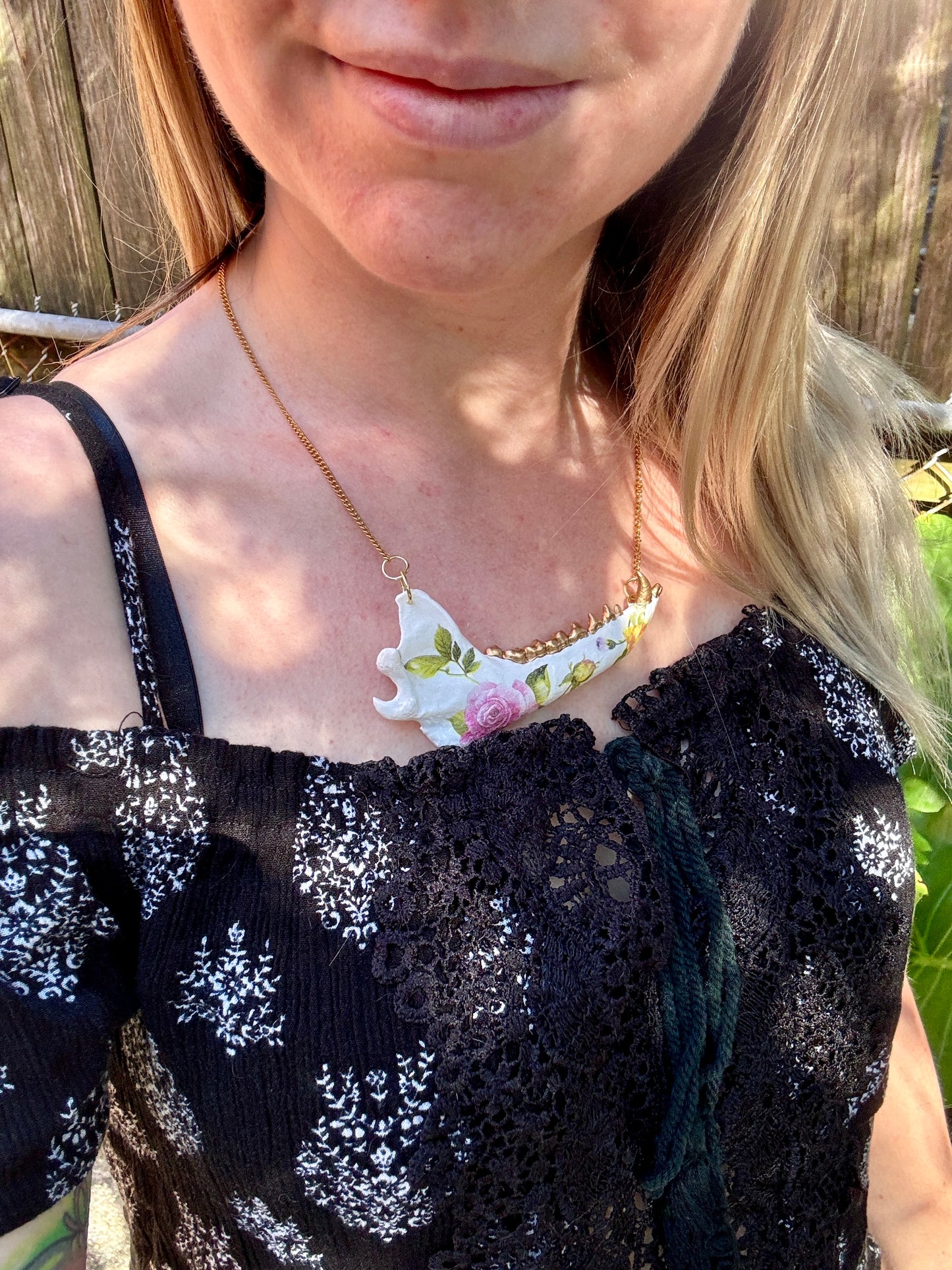Spring Floral Jawbone Necklace