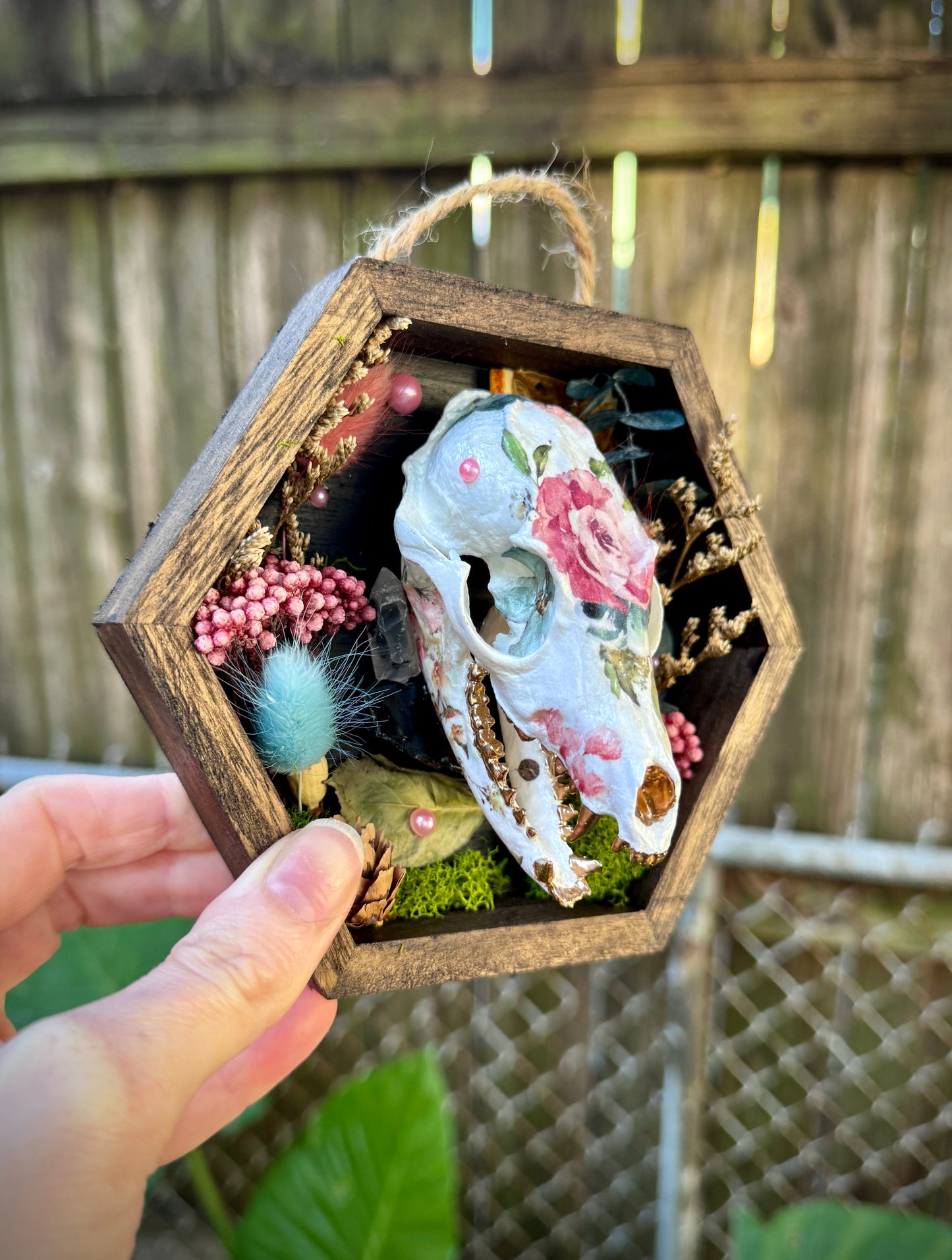 Floral Fox Skull in small frame