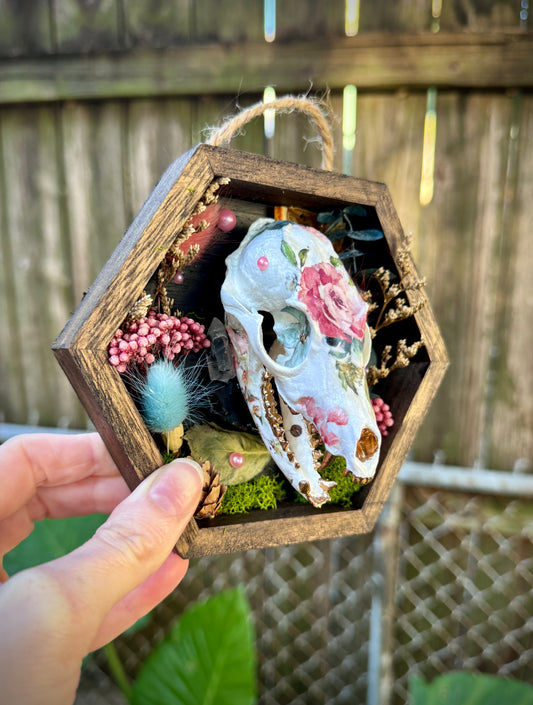 Floral Fox Skull in small frame