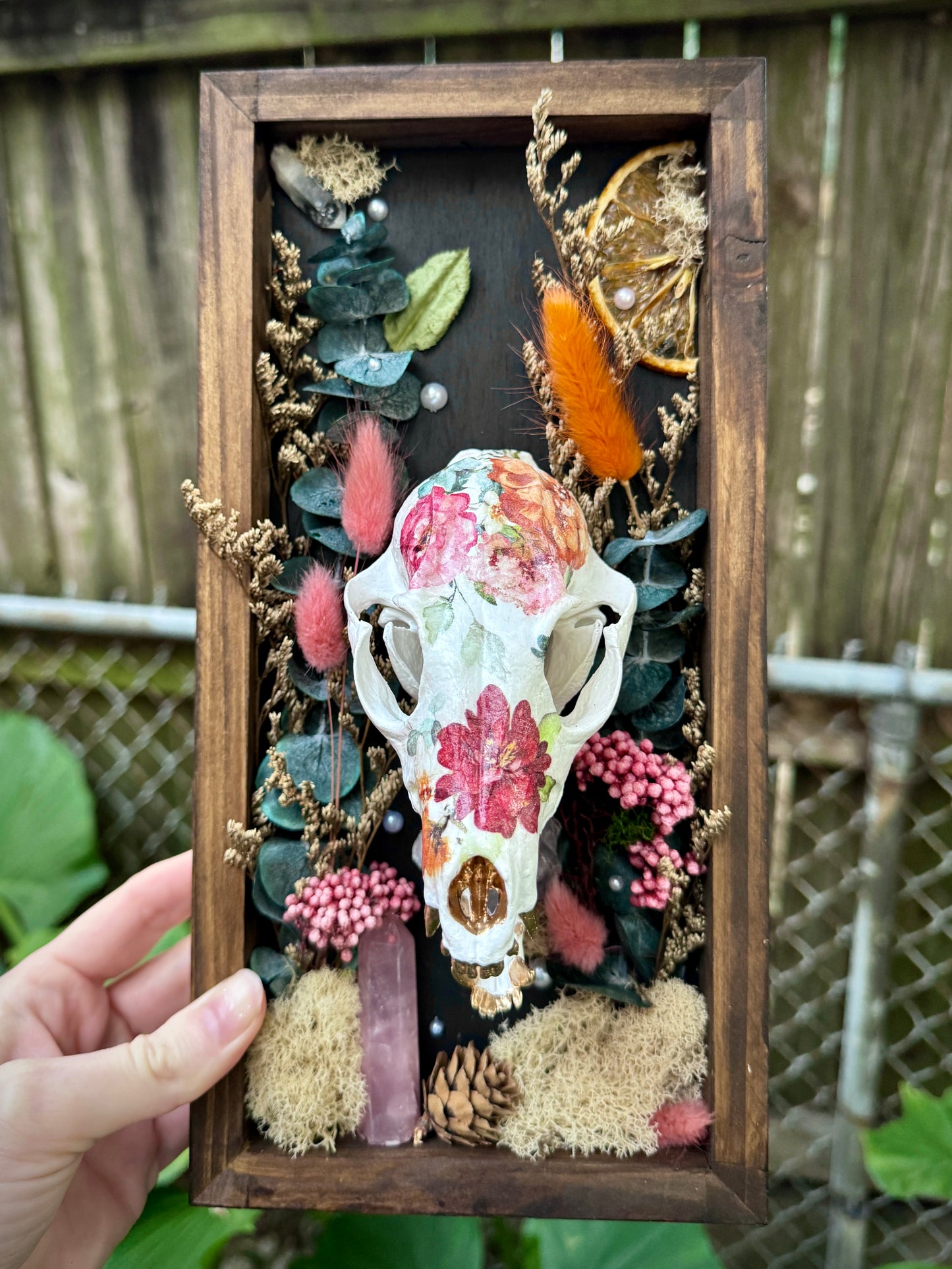 Floral Fox Skull in rectangle frame